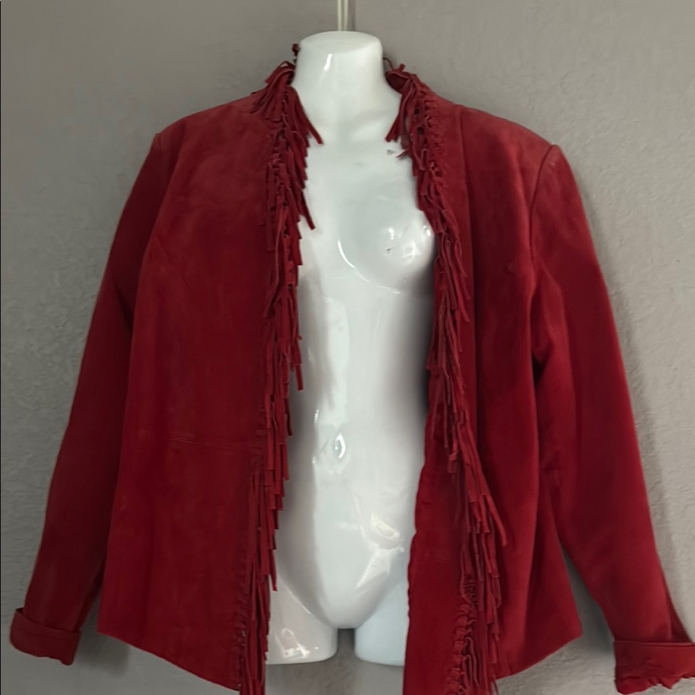 Dialogue Red Fringe Blazer